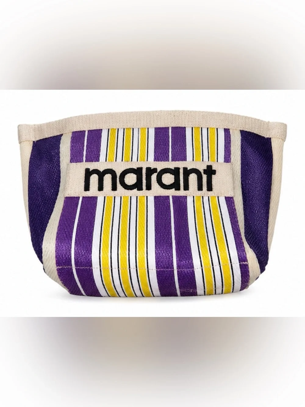 Isabel Marant Logo Patch Striped Clutch Bag / Zip Pouch – Purple Multi